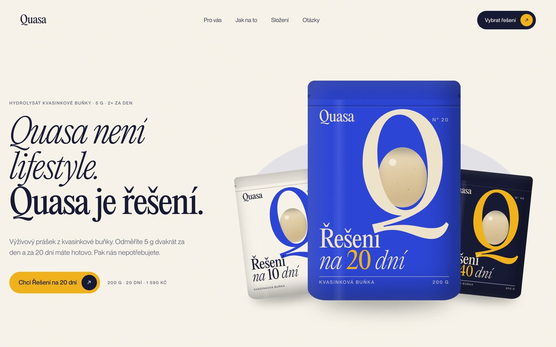 Quasa – náhled webu